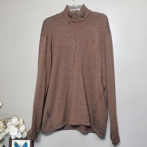 Icebreaker Sport 320 Men's Merino Wool 1/4 Zip Sweater Size XL Brown HOLES READ